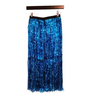 Mylar fringe split open front.Amazing fun Skirt..Festival time.